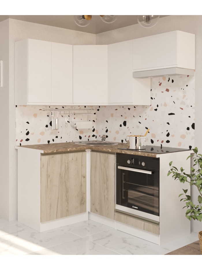 Кухонный гарнитур угловой «Антика мега прайм», 1200×1600 мм, цвет бежевый/белый - Фото 1