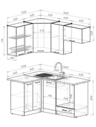Кухонный гарнитур угловой «Антика мега прайм», 1200×1600 мм, цвет бежевый/белый - Фото 3