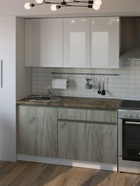 Кухонный гарнитур прямой «Антика медиум 2», 1400 мм, цвет бежевый/белый - Фото 1