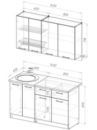 Кухонный гарнитур прямой «Антика медиум 2», 1400 мм, цвет бежевый/белый - Фото 3