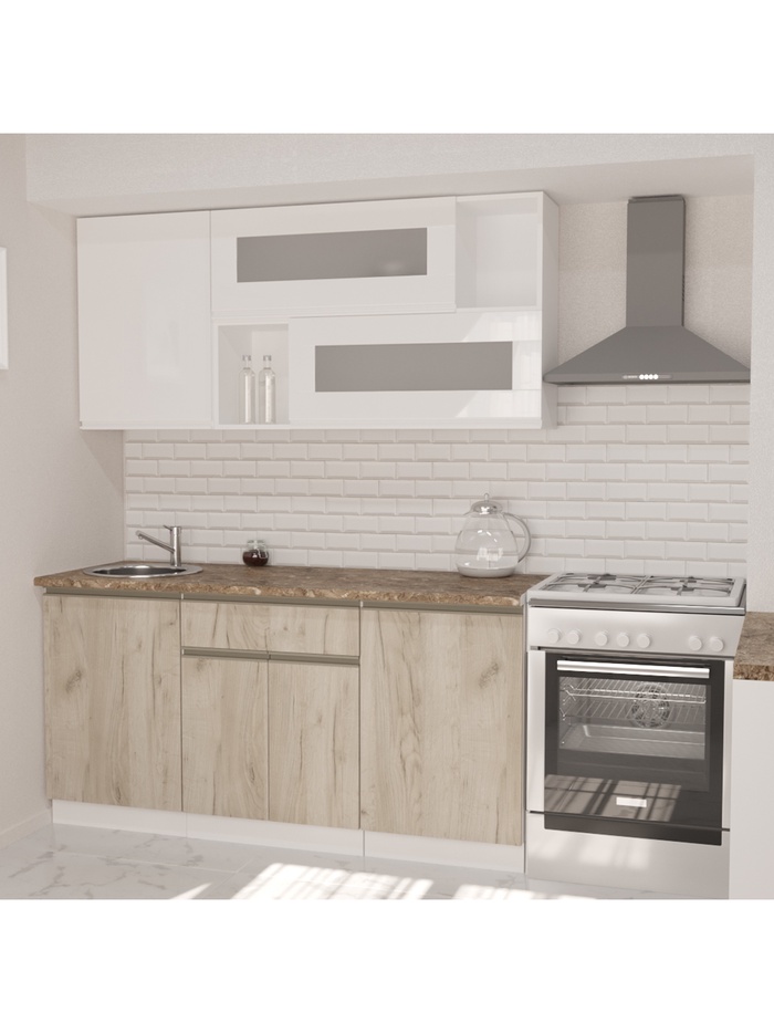 Кухонный гарнитур прямой «Антика стандарт», 1600 мм, цвет бежевый/белый - Фото 1