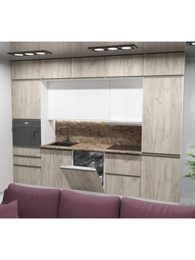 Кухонный гарнитур прямой «Антика Экстра 5», 3000 мм, цвет бежевый/белый