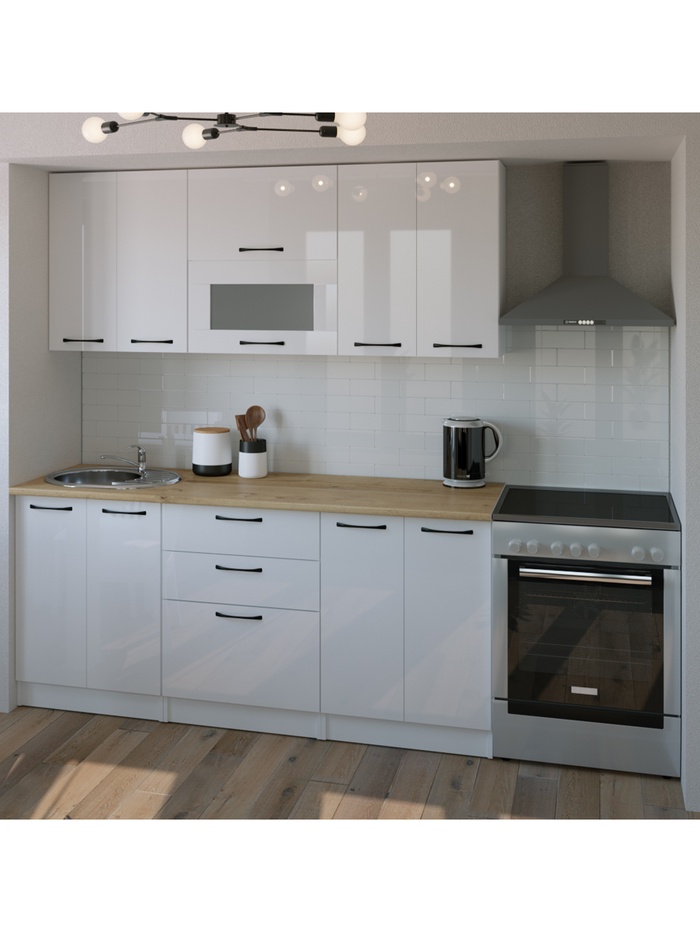 Кухонный гарнитур прямой «Жасмин макси 2», 1800 мм, цвет белый/бежевый - Фото 1