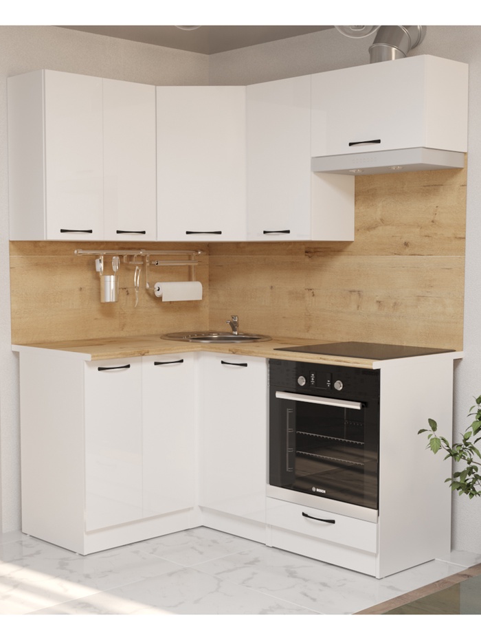 Кухонный гарнитур угловой «Жасмин мега прайм», 1200×1600 мм, цвет белый/бежевый - Фото 1