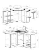 Кухонный гарнитур угловой «Жасмин мега прайм», 1200×1600 мм, цвет белый/бежевый - Фото 2