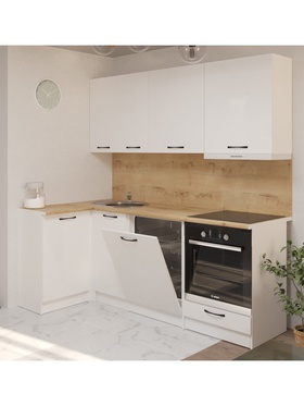 Кухонный гарнитур угловой Жасмин прайм», 1100×2000 мм, цвет белый/бежевый