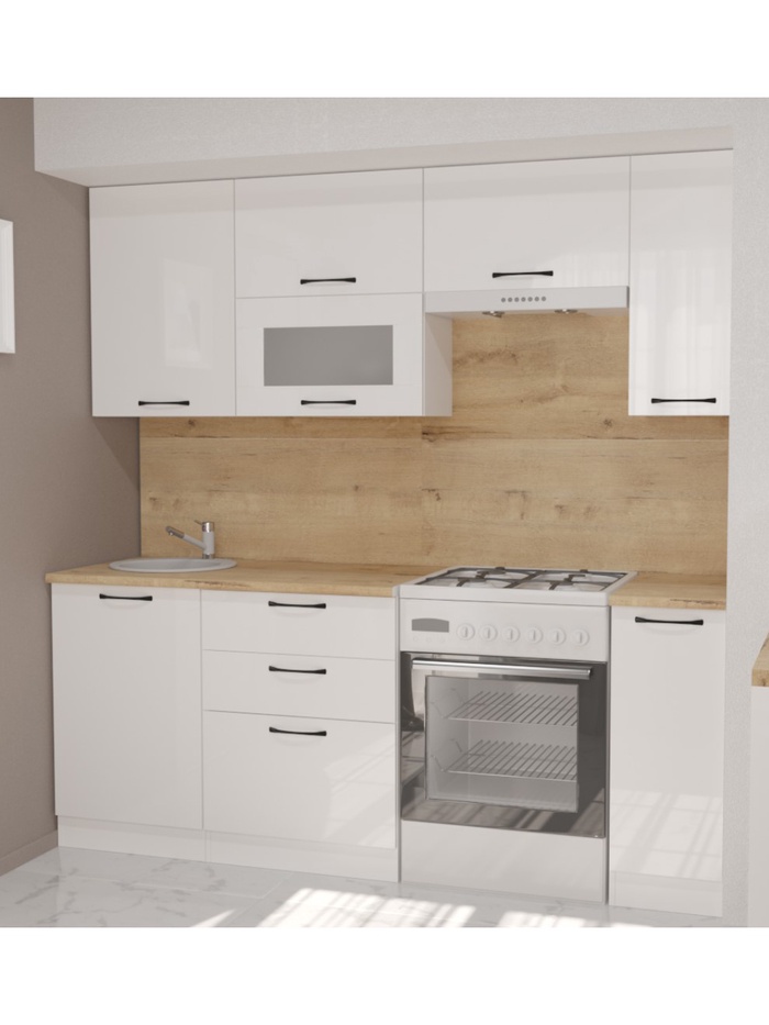 Кухонный гарнитур прямой «Жасмин ультра», 2000 мм, цвет белый/бежевый - Фото 1