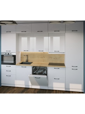 Кухонный гарнитур прямой «Жасмин Экстра 5», 3000 мм, цвет белый/бежевый