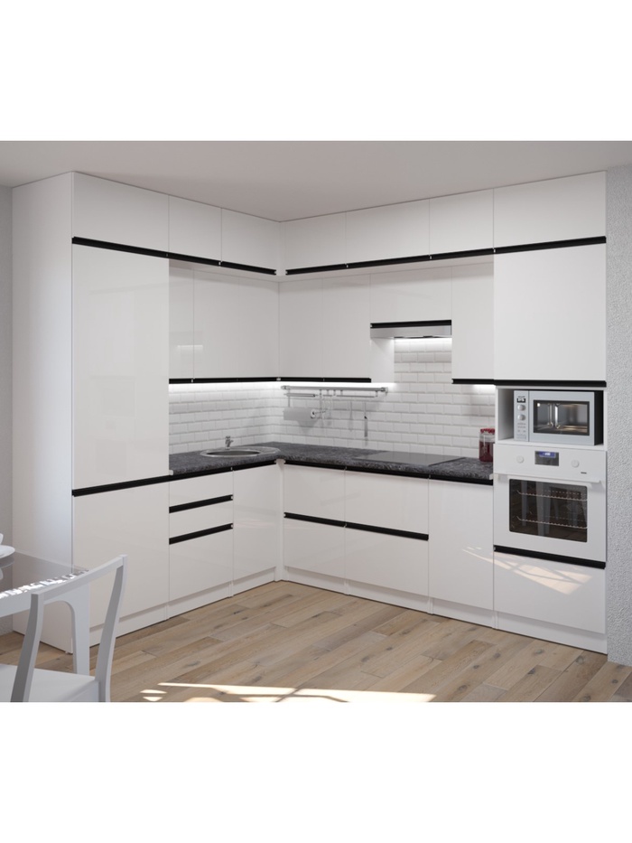 Кухонный гарнитур угловой «Лотос гранд прайм», 2100×2700 мм, цвет белый - Фото 1