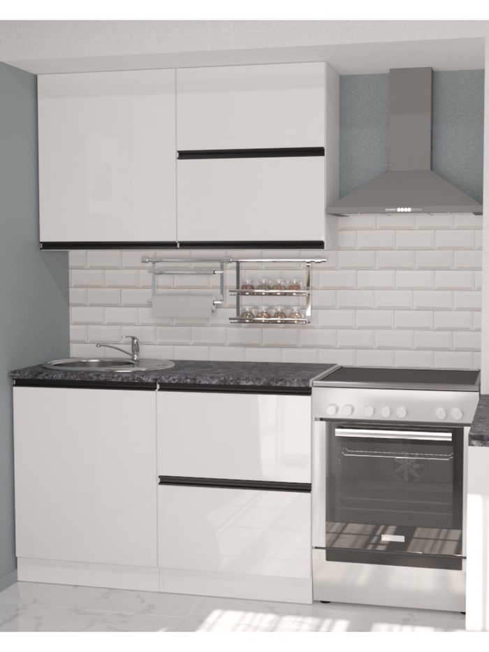 Кухонный гарнитур прямой «Лотос лайт», 1200 мм, цвет белый/чёрный - Фото 1