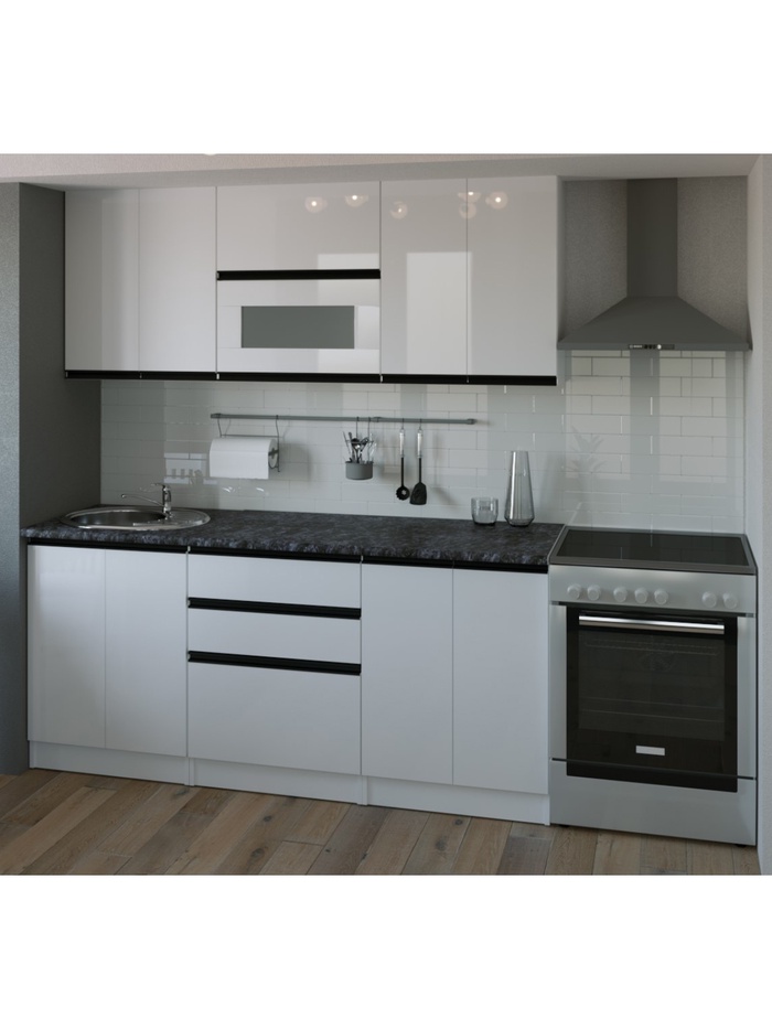 Кухонный гарнитур прямой «Лотос макси 2», 1800 мм, цвет белый/чёрный - Фото 1