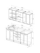 Кухонный гарнитур прямой «Лотос макси 2», 1800 мм, цвет белый/чёрный - Фото 3