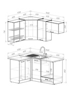 Кухонный гарнитур угловой «Лотос мега прайм», 1200×1600 мм, цвет белый/чёрный - Фото 3