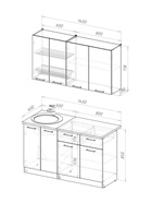 Кухонный гарнитур прямой «Лотос медиум 2», 1400 мм, цвет белый/чёрный - Фото 3