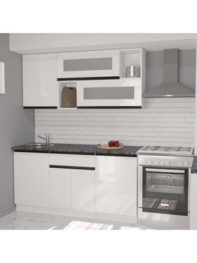 Кухонный гарнитур прямой «Лотос стандарт», 1600 мм, цвет белый/чёрный