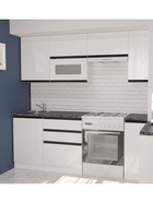 Кухонный гарнитур прямой «Лотос ультра», 2000 мм, цвет белый/чёрный - Фото 1