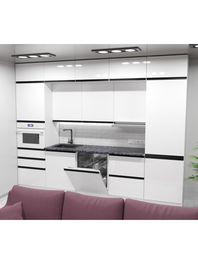 Кухонный гарнитур прямой «Лотос Экстра 5», 3000 мм, цвет белый/чёрный