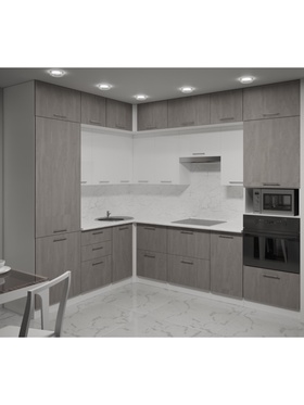 Кухонный гарнитур угловой «Терция гранд прайм», 2100×2700 мм, цвет серый/белый