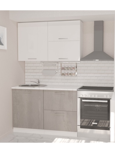 Кухонный гарнитур прямой «Терция лайт», 1200 мм, цвет белый/серый