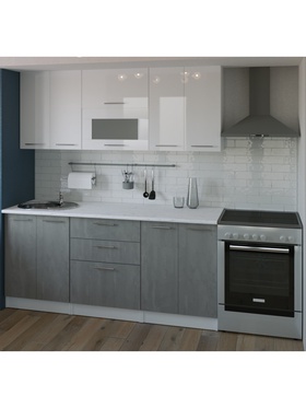 Кухонный гарнитур прямой «Терция макси 2», 1800 мм, цвет белый/серый