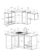 Кухонный гарнитур угловой «Терция мега прайм», 1200×1600 мм, цвет белый/серый - Фото 3