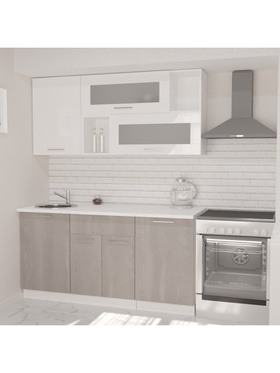 Кухонный гарнитур прямой «Терция стандарт», 1600 мм, цвет белый/серый