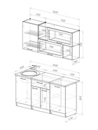 Кухонный гарнитур прямой «Терция стандарт», 1600 мм, цвет белый/серый - Фото 3
