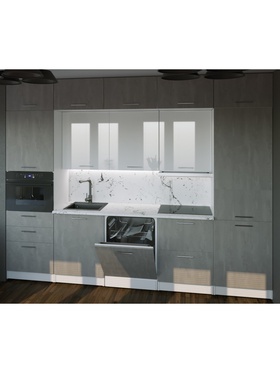 Кухонный гарнитур прямой «Терция Экстра 5», 3000 мм, цвет белый/серый