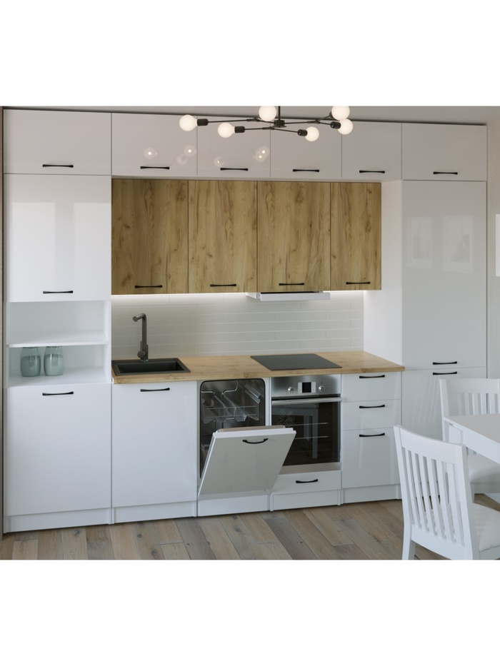 Кухонный гарнитур прямой «Жасмин Экстра», 3000 мм, цвет белый/бежевый - Фото 1