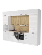 Кухонный гарнитур прямой «Жасмин Экстра», 3000 мм, цвет белый/бежевый  (артикул 10986051)  большой выбор товаров оптом и в розницу по низким ценам с доставкой
