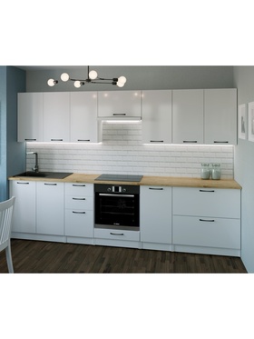 Кухонный гарнитур прямой «Жасмин Экстра 1», 3000 мм, цвет белый/бежевый