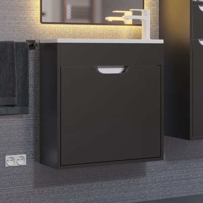 Тумба подвесная Uperwood, с раковиной Uperwood Modul 60, цвет чёрный матовый