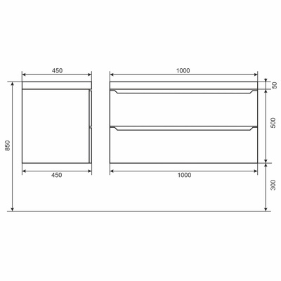 Тумба подвесная Uperwood, с раковиной Uperwood Tanos Classic Quartz 100, цвет белый/графит/бетон