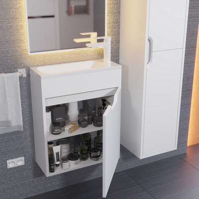 Тумба подвесная Uperwood, с раковиной Uperwood Modul 50, цвет белый матовый