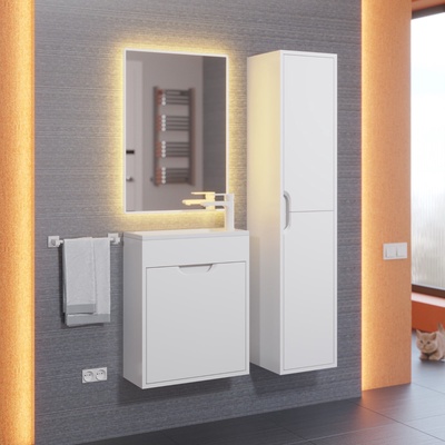 Тумба подвесная Uperwood, с раковиной Uperwood Modul 50, цвет белый матовый