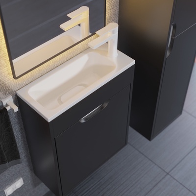 Тумба подвесная Uperwood, с раковиной Uperwood Modul 50, цвет чёрный матовый