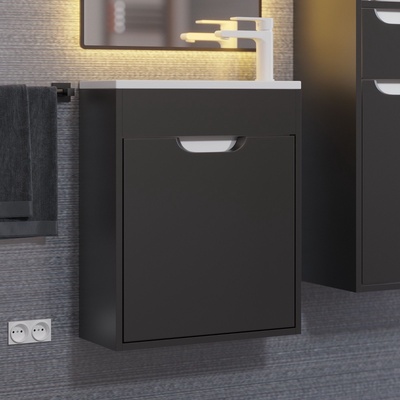 Тумба подвесная Uperwood, с раковиной Uperwood Modul 50, цвет чёрный матовый
