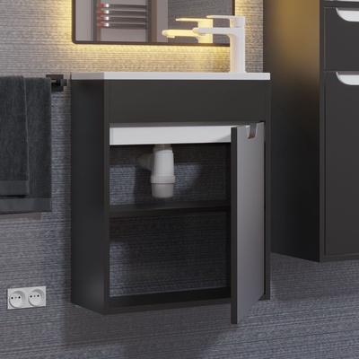 Тумба подвесная Uperwood, с раковиной Uperwood Modul 50, цвет чёрный матовый