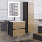 Тумба подвесная Uperwood, с раковиной Uperwood Barsa 50, цвет чёрный/дуб сонома - Фото 1