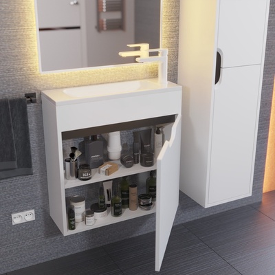 Тумба подвесная Uperwood, с раковиной Uperwood Modul 60, цвет белый/графит