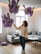 Воздушный шар фольгированный 35" «Сиреневая гитара» 10936977