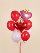 Воздушный шар фольгированный 18" «Сердце с короной», набор 5 шт., красный - фото 68182718