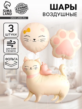 Воздушные шары фольгированные «Кошечка», набор 3 шт. 10937035