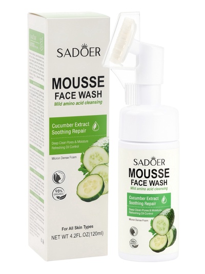 Пенка для умывания с щеточкой с экстрактом огурца, 120 мл