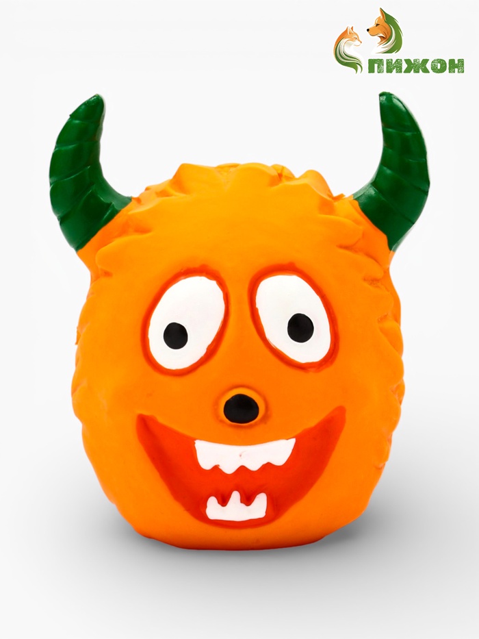 Пищащая игрушка для собак «Монстр», 7×5.5 см, латекс, оранжевая - Фото 1