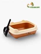 Туалет, 36×28×14 см, с боковым входом, бортами и совком, коричневый - Фото 1