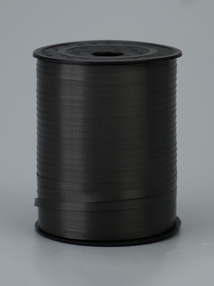 Лента для декора, подарков и шаров, черный, 0.5 см × 500 м - Фото 1