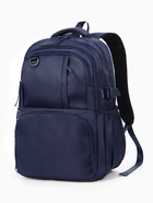 Рюкзак школьный, однотонный, 2 отделения, 6 карманов, 33×14.5×46 см, синий - фото 68976537