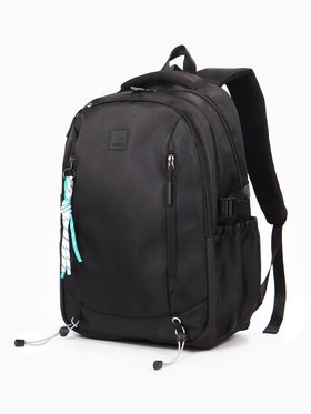 Рюкзак школьный, 2 отделения, 5 карманов, 33×17×47 см, чёрный