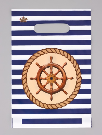 Пакет подарочный полиэтиленовый с вырубной ручкой «Тельняшка» 30×20 см, 30 мкм